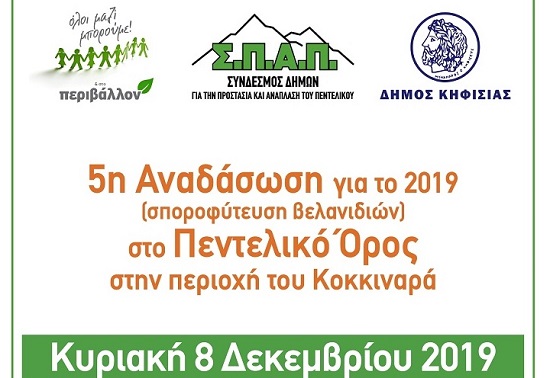 Την Κυριακή 8/12 Αναδάσωση στον Κοκκιναρά Κηφισιάς από τον ΣΠΑΠ  το Δήμο και το Όλοι μαζί μπορούμε