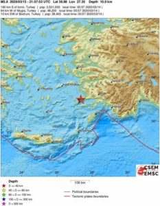 Σεισμός  στα παράλια της Τουρκίας μεγέθους 4,1 βαθμών της κλίμακας ρίχτερ  