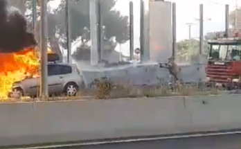 Κηφισιά: Στην Εθνική Οδό στο ρεύμα προς Αθήνα αυτοκίνητο πήρε φωτιά εν κινήσει