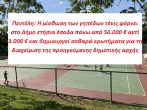 Πεντέλη: Σοβαρά ερωτηματικά για την διαχείριση των γηπέδων τένις από την προηγούμενη δημοτική αρχή