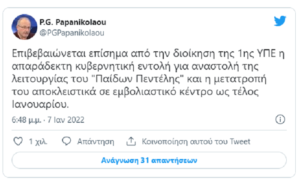 Κλείνουν το Παίδων Πεντέλης μετατρέπεται σε εμβολιαστικό κέντρο για τον «παιδιατρικό πληθυσμό»