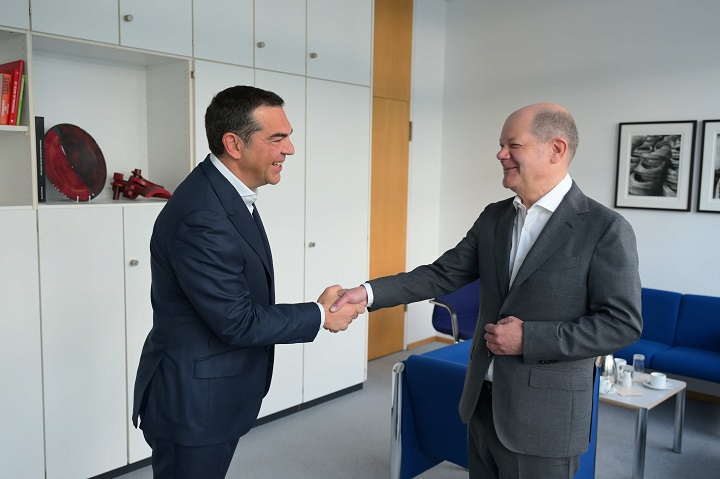  «ΣΥΡΙΖΑ – Προοδευτική Συμμαχία» Συναντήθηκε σήμερα στο Βερολίνο ο Αλ. Τσίπρας με τον Καγκελάριο  της Γερμανίας Όλαφ Σολτς