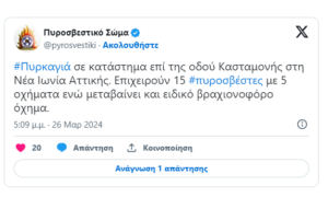 Νέα Ιωνία:  Φωτιά σε κατάστημα ηλεκτρικών ειδών