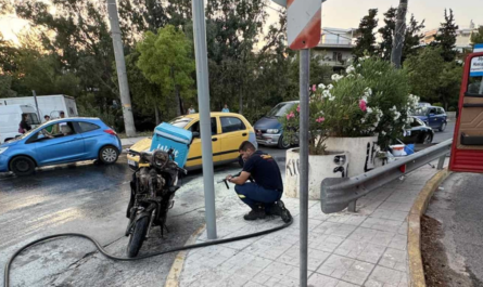 Πεντέλη: Μοτοσυκλέτα τυλίχθηκε στις φλόγες από βραχυκύκλωμα στην συμβολή των οδών Αναπαύσεως και Λ. Πεντέλης στην Δ.Κ  Μελίσσιων