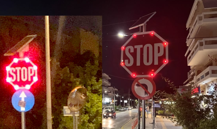 Βριλήσσια : Τοποθέτηση 7 ακόμα παλλόμενων ηλιακών STOP και ανακλαστήρων οδοστρώματος σε επικίνδυνες διασταυρώσεις